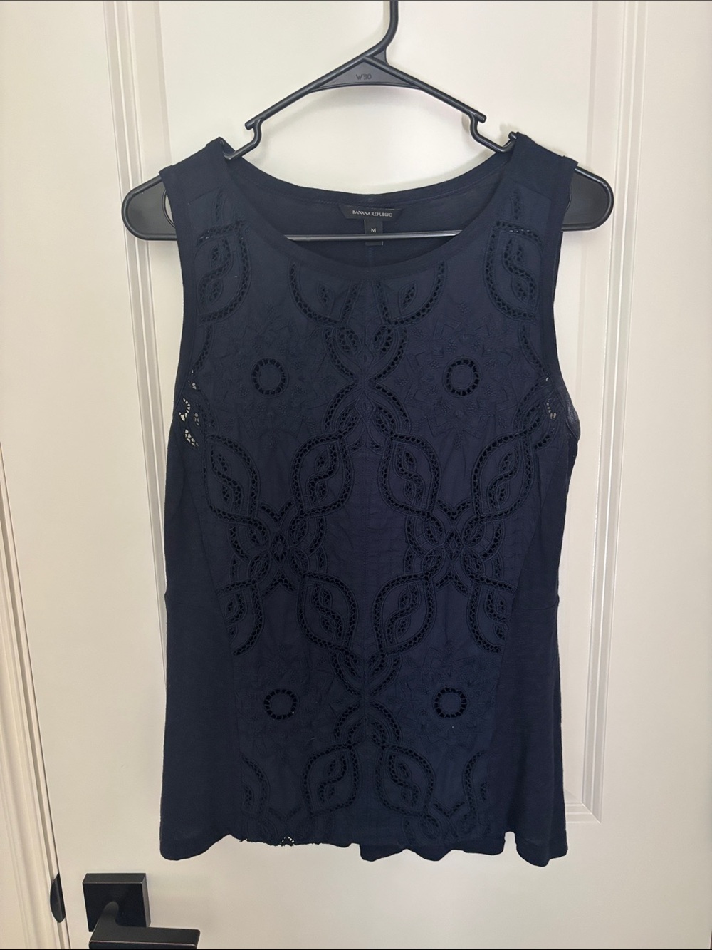 Banana Republic Navy Eyelet Tank Top - Sleeveless